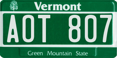 VT license plate AOT807