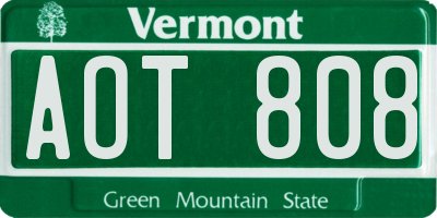 VT license plate AOT808