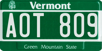 VT license plate AOT809
