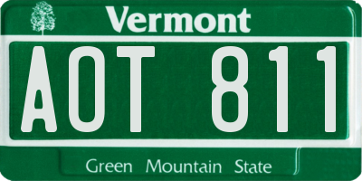 VT license plate AOT811