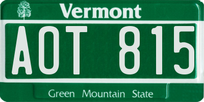 VT license plate AOT815