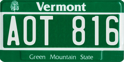 VT license plate AOT816