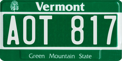 VT license plate AOT817
