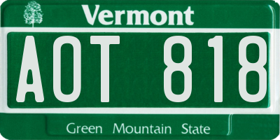 VT license plate AOT818