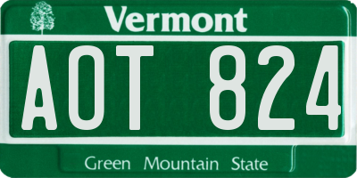 VT license plate AOT824