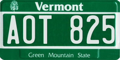 VT license plate AOT825