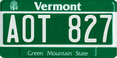 VT license plate AOT827