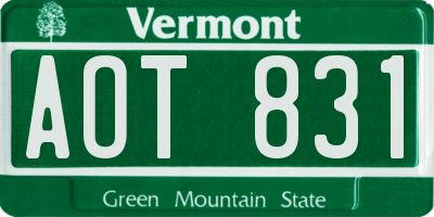 VT license plate AOT831