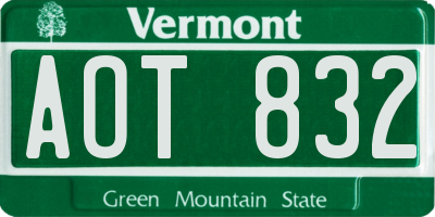 VT license plate AOT832
