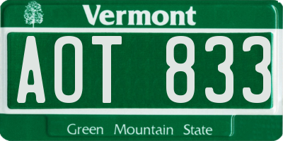 VT license plate AOT833