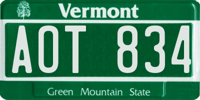 VT license plate AOT834