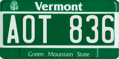 VT license plate AOT836