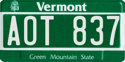 VT license plate AOT837