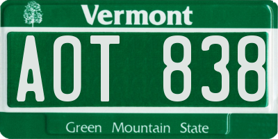 VT license plate AOT838