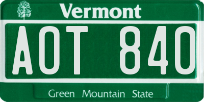 VT license plate AOT840