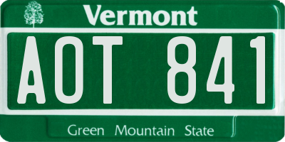 VT license plate AOT841