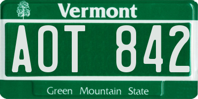 VT license plate AOT842