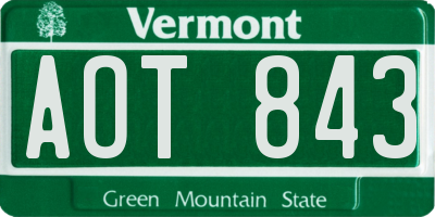 VT license plate AOT843