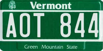 VT license plate AOT844