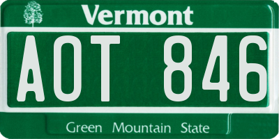 VT license plate AOT846
