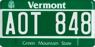 VT license plate AOT848