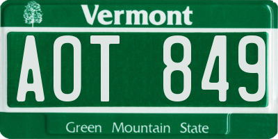 VT license plate AOT849