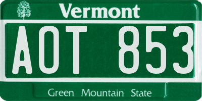 VT license plate AOT853