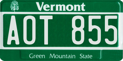 VT license plate AOT855