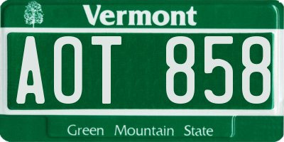 VT license plate AOT858