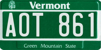 VT license plate AOT861
