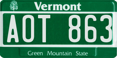 VT license plate AOT863