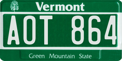 VT license plate AOT864