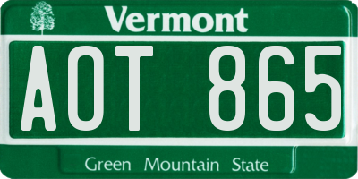 VT license plate AOT865