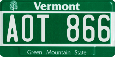 VT license plate AOT866