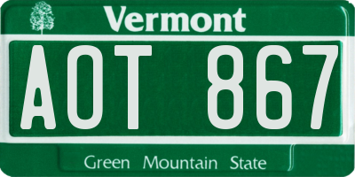 VT license plate AOT867