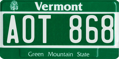 VT license plate AOT868