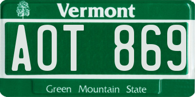 VT license plate AOT869