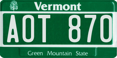 VT license plate AOT870