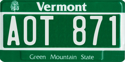 VT license plate AOT871