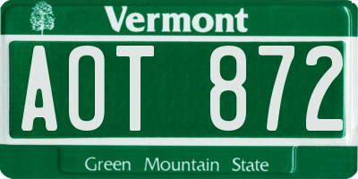 VT license plate AOT872