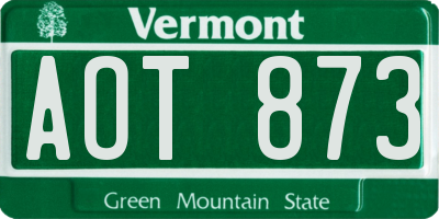 VT license plate AOT873