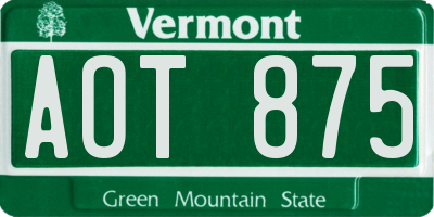 VT license plate AOT875