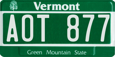 VT license plate AOT877