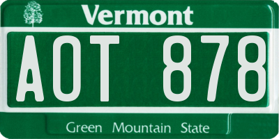VT license plate AOT878