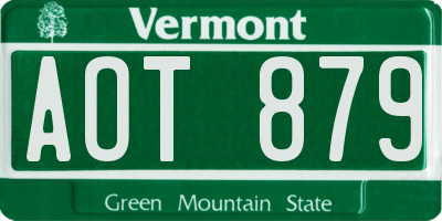 VT license plate AOT879
