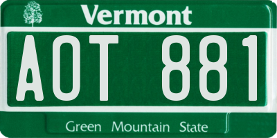 VT license plate AOT881