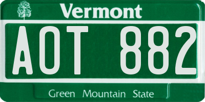 VT license plate AOT882
