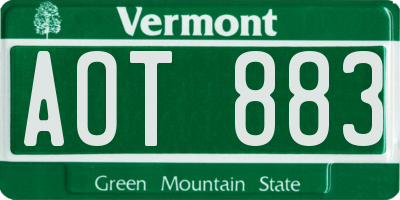 VT license plate AOT883
