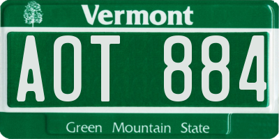 VT license plate AOT884