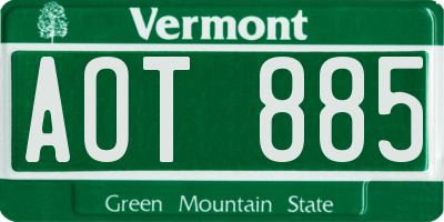 VT license plate AOT885